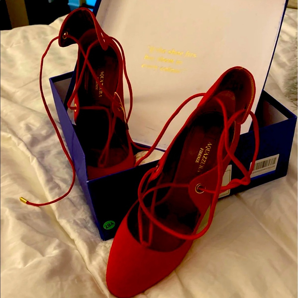 Aquazzura red suede heels size 7